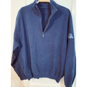 Quarter Zip Carnoustie Golf Sweater / Preppy Newport Yachting Navy Blue /Size XL